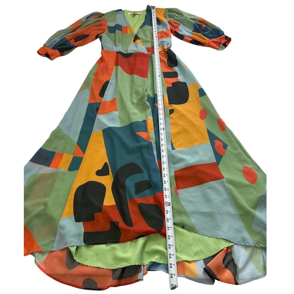 Anthropologie Women XS Hutch Abstract Wrap Maxi Dress Colorful Wedding Guest Fun - Picture 14 of 14